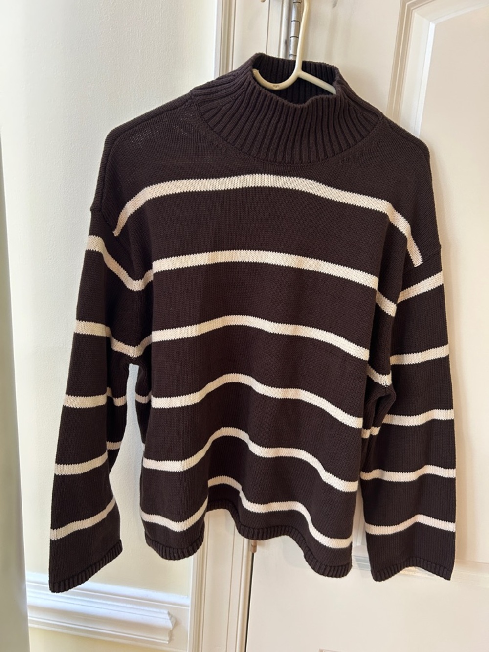 GAP Brown & Cream Striped Mock Neck Sweater